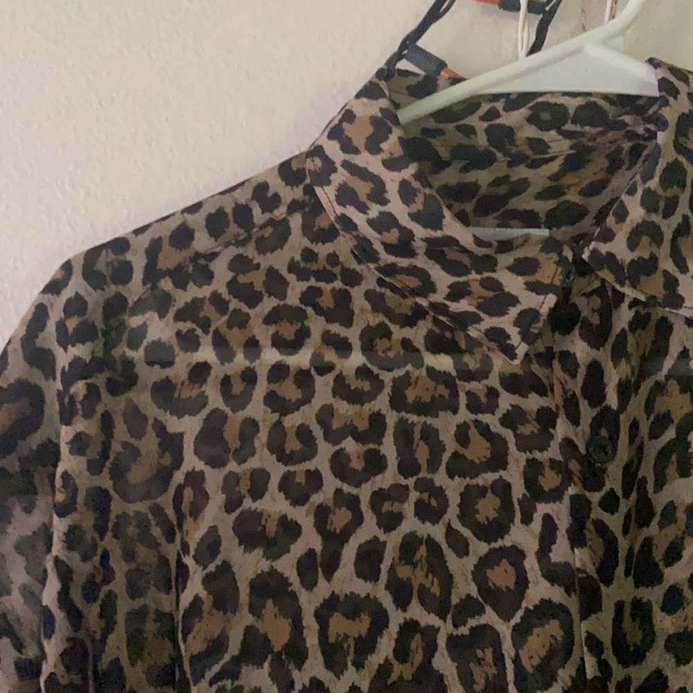Zara Men’s Leopard Print Button-Down Shirt - Tan, Black, Brown - Picture 3 of 6